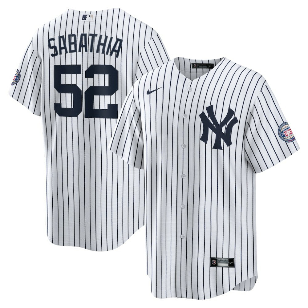 White CC Sabathia New York Yankees Nike 2025 Baseball Hall of Fame Name & Number Retired Replica Jersey