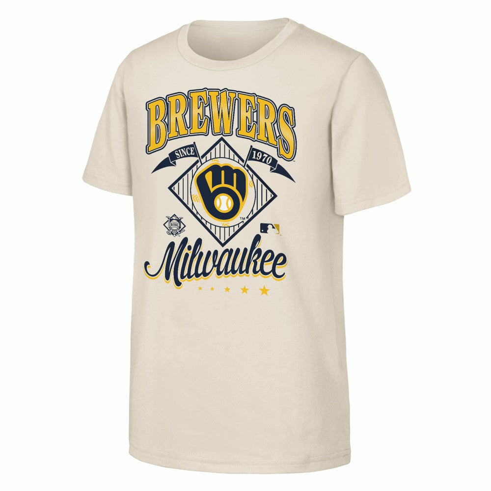 Natural Milwaukee Brewers Outerstuff Youth Triple Hit T-Shirt