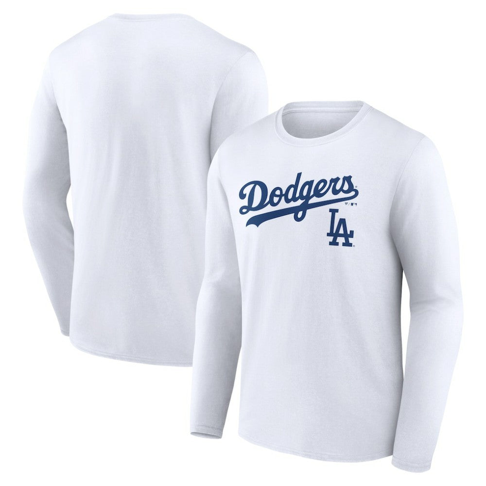 White Los Angeles Dodgers Team Lockup Long Sleeve T-Shirt
