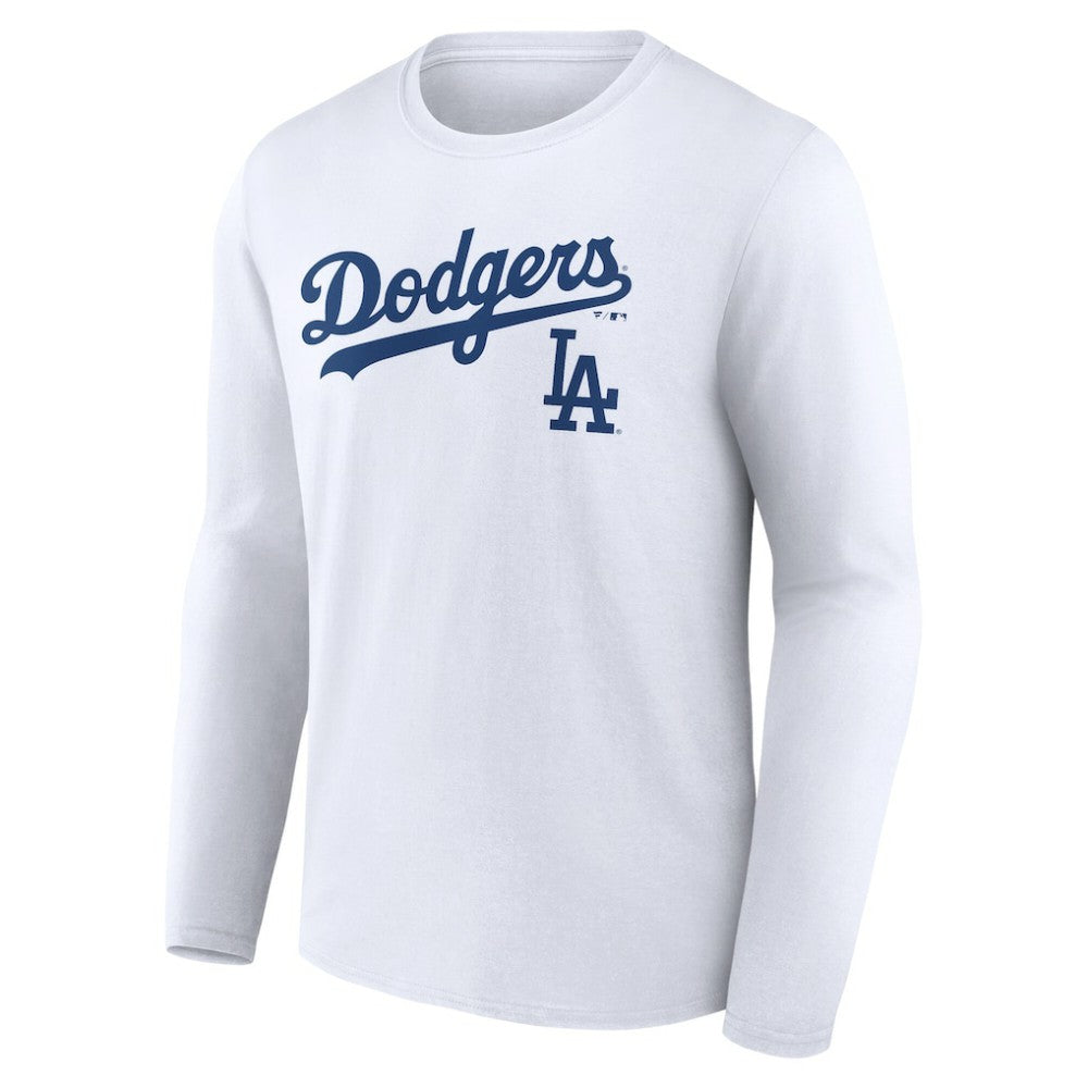 White Los Angeles Dodgers Team Lockup Long Sleeve T-Shirt