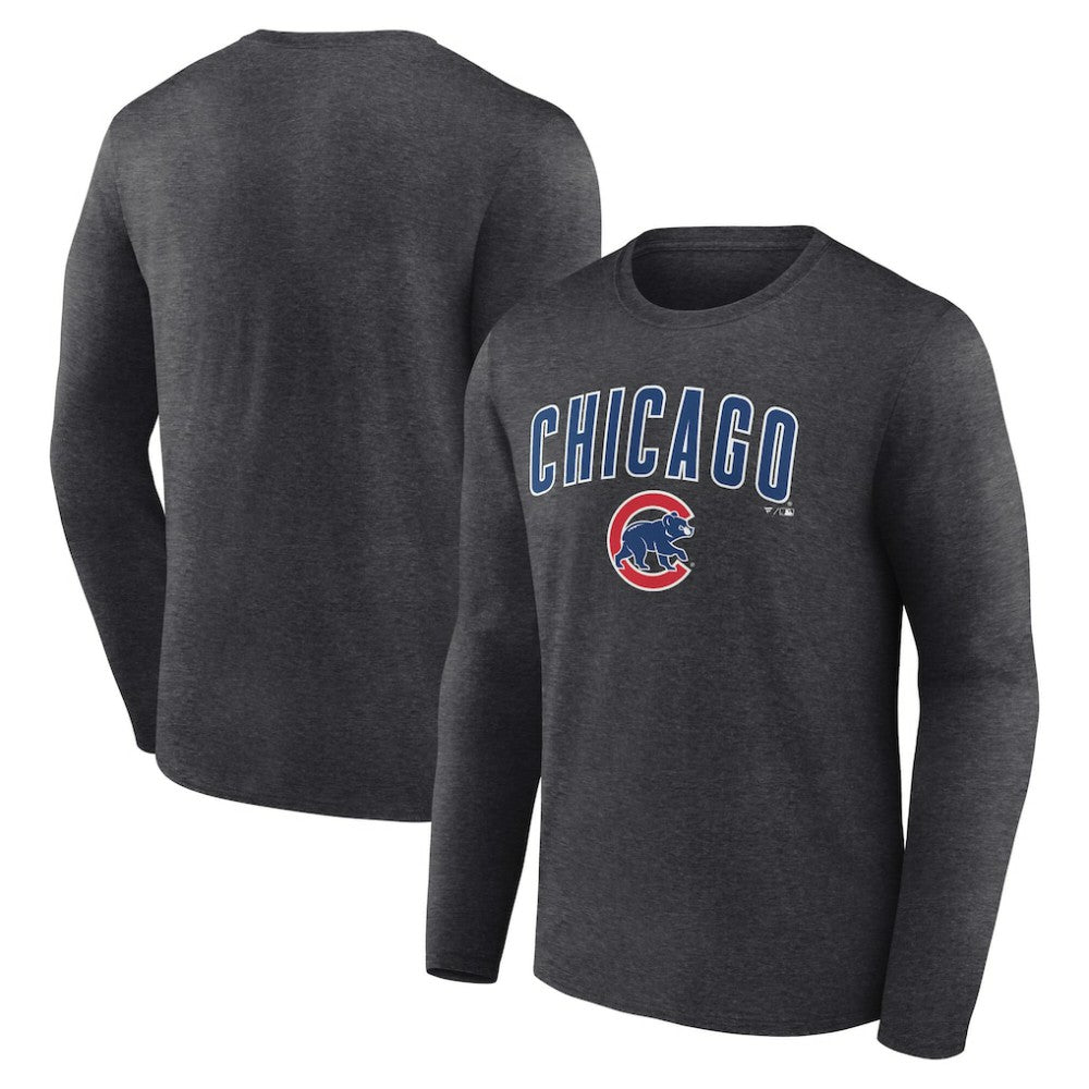Charcoal Chicago Cubs Team Lockup Long Sleeve T-Shirt