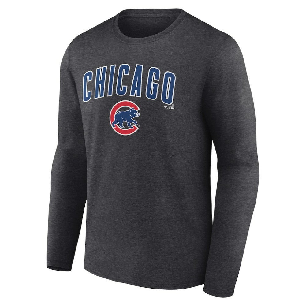 Charcoal Chicago Cubs Team Lockup Long Sleeve T-Shirt