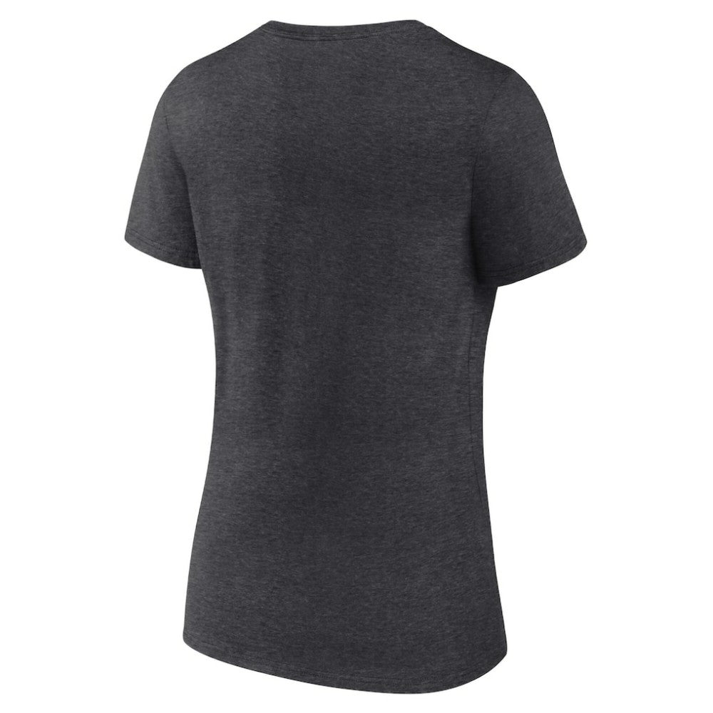 Charcoal Chicago Cubs Women's Team Lockup V-Neck T-Shirt