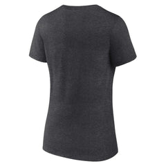 Charcoal Chicago Cubs Women's Team Lockup V-Neck T-Shirt