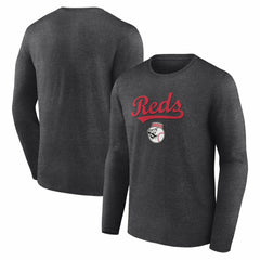 Charcoal Cincinnati Reds Team Lockup Long Sleeve T-Shirt
