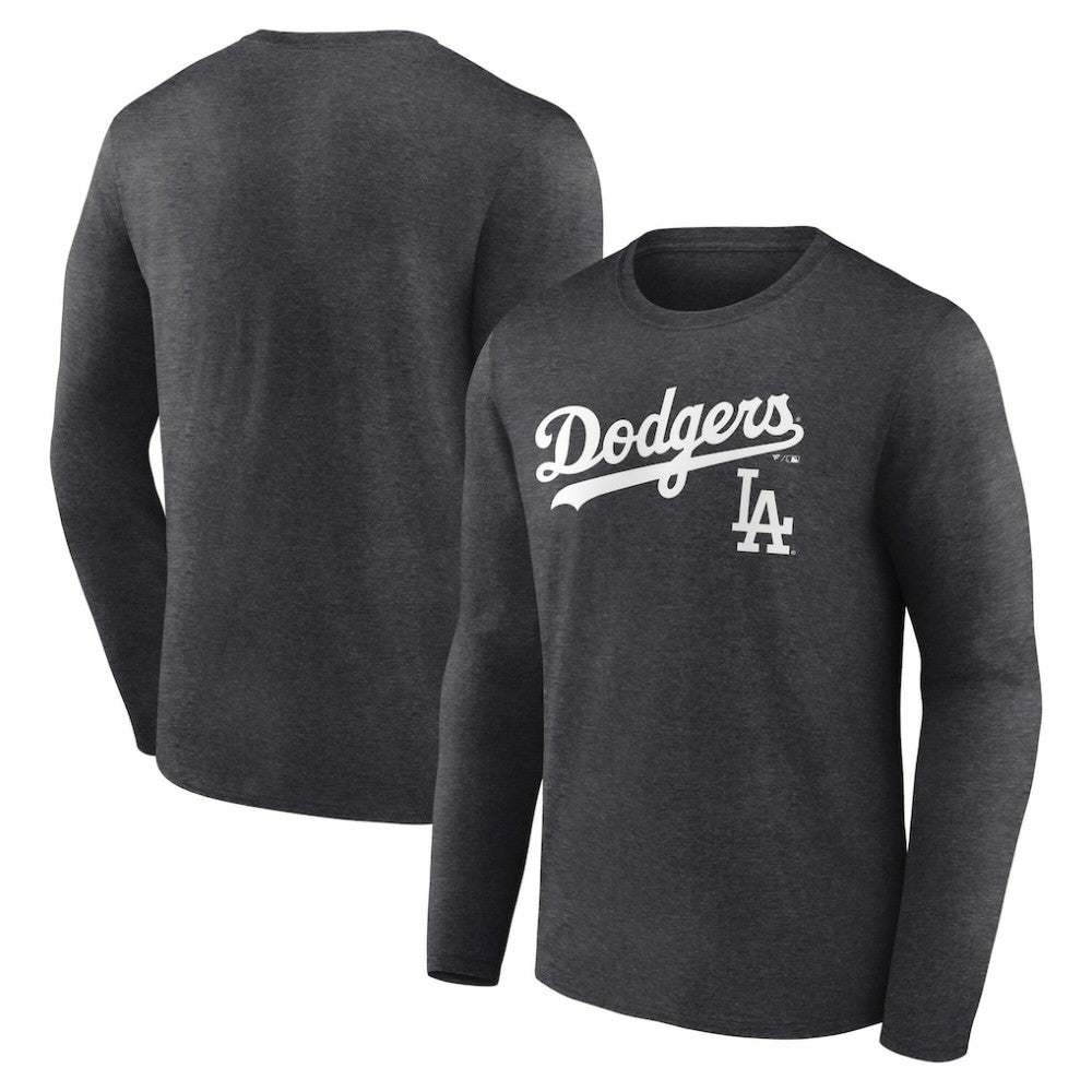 Charcoal Los Angeles Dodgers Team Lockup Long Sleeve T-Shirt