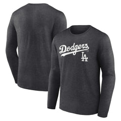 Charcoal Los Angeles Dodgers Team Lockup Long Sleeve T-Shirt