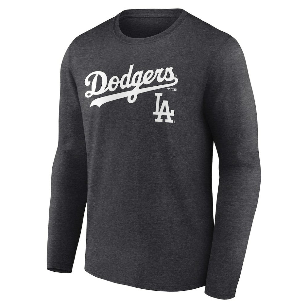 Charcoal Los Angeles Dodgers Team Lockup Long Sleeve T-Shirt