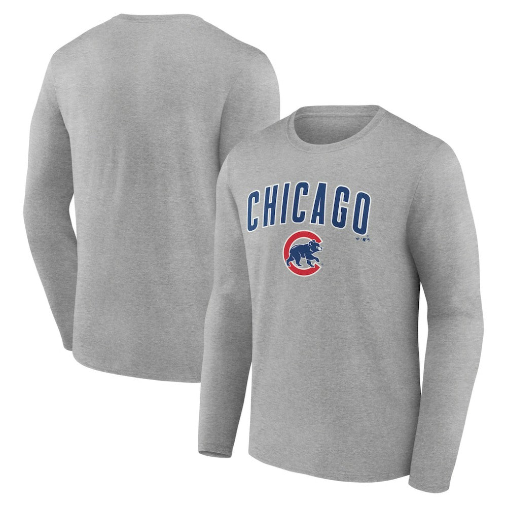 Gray Chicago Cubs Team Lockup Long Sleeve T-Shirt