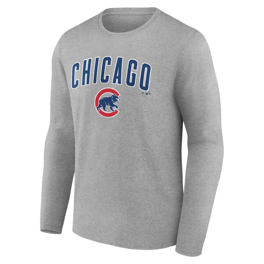 Gray Chicago Cubs Team Lockup Long Sleeve T-Shirt