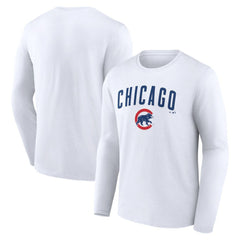 White Chicago Cubs Team Lockup Long Sleeve T-Shirt