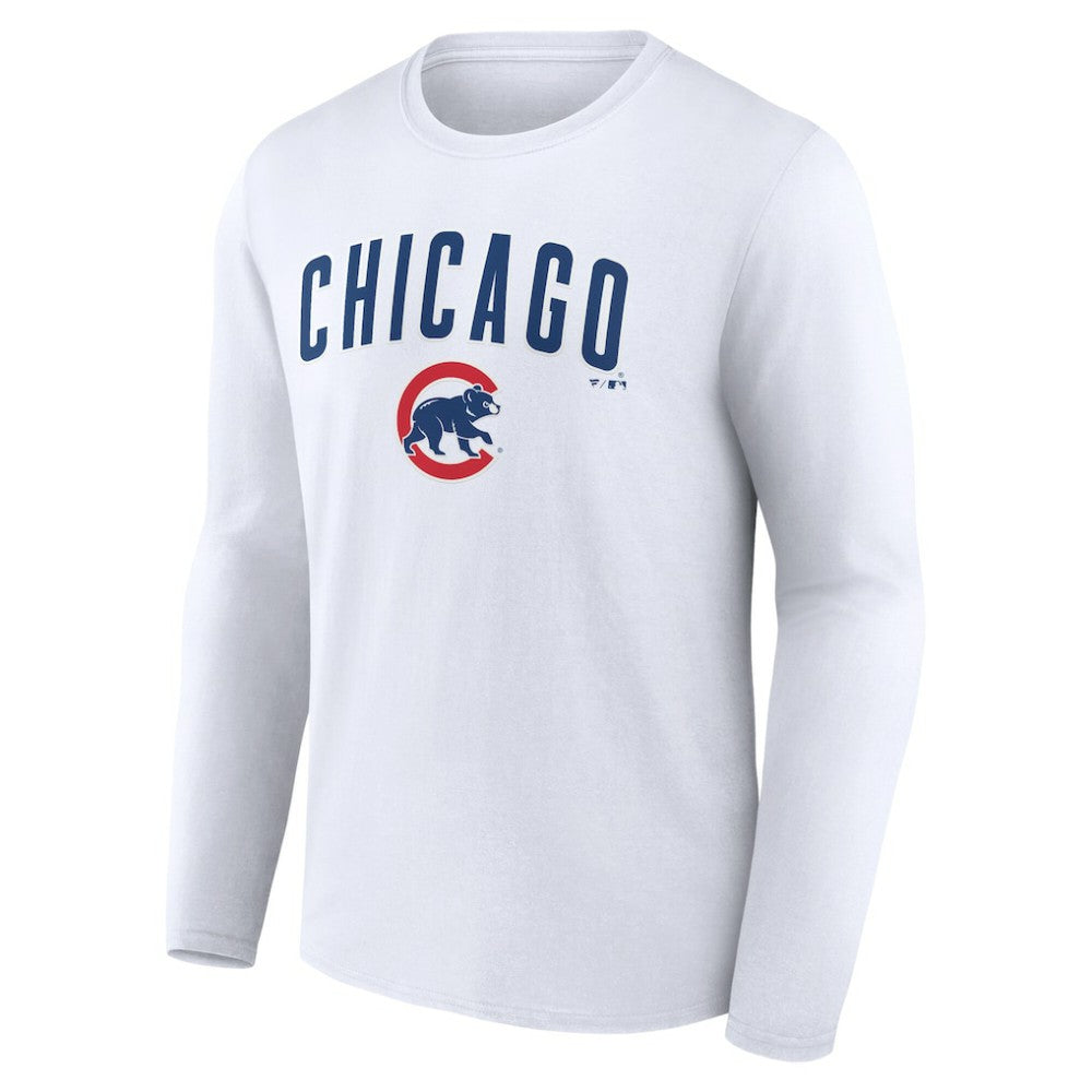 White Chicago Cubs Team Lockup Long Sleeve T-Shirt