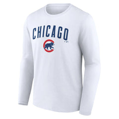 White Chicago Cubs Team Lockup Long Sleeve T-Shirt