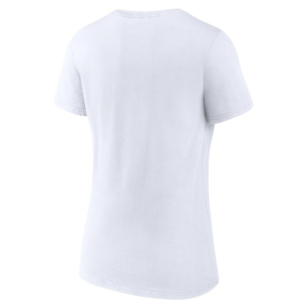 White Chicago Cubs Women's Team Lockup V-Neck T-Shirt