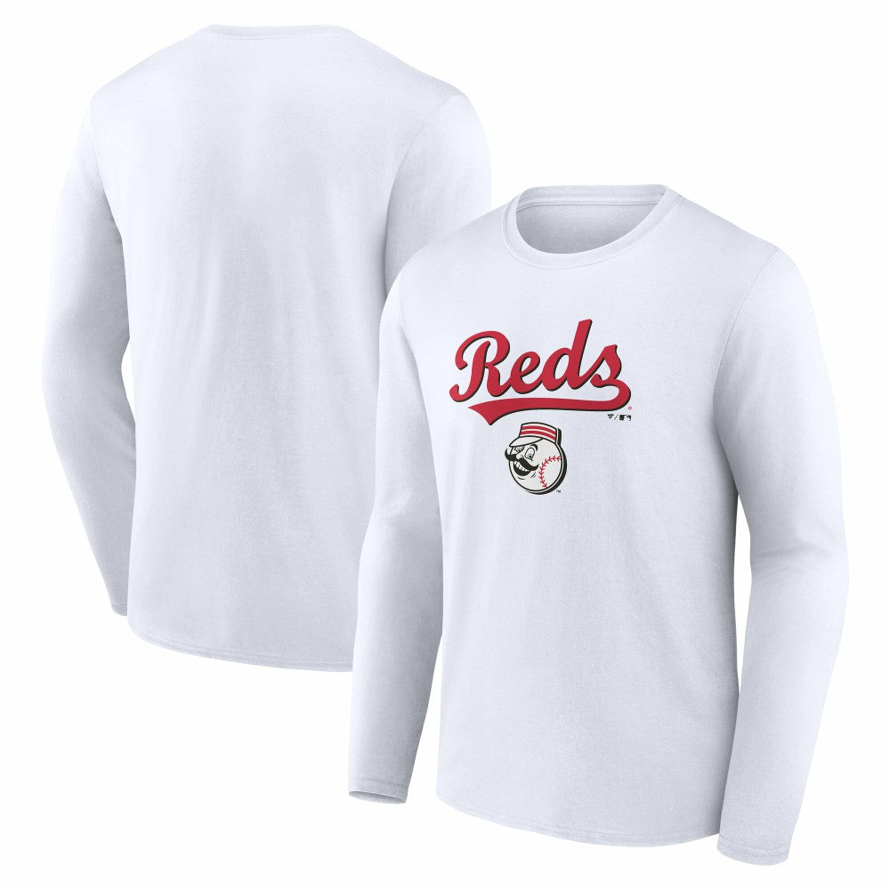 White Cincinnati Reds Team Lockup Long Sleeve T-Shirt