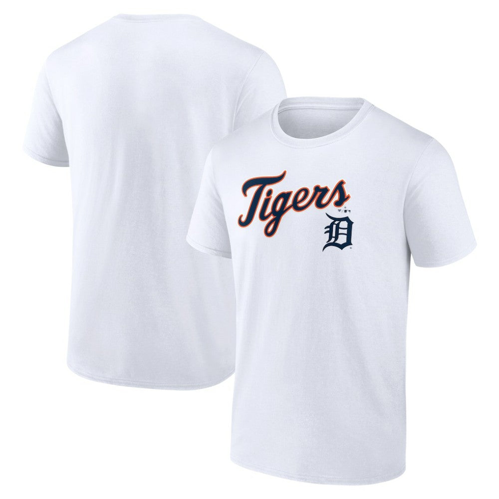 White Detroit Tigers Team Lockup T-Shirt