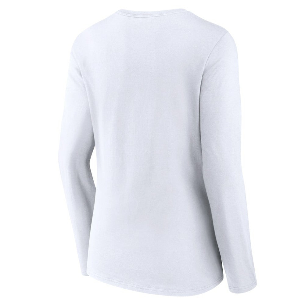 White Detroit Tigers Women's Team Lockup Long Sleeve V-Neck T-Shirt