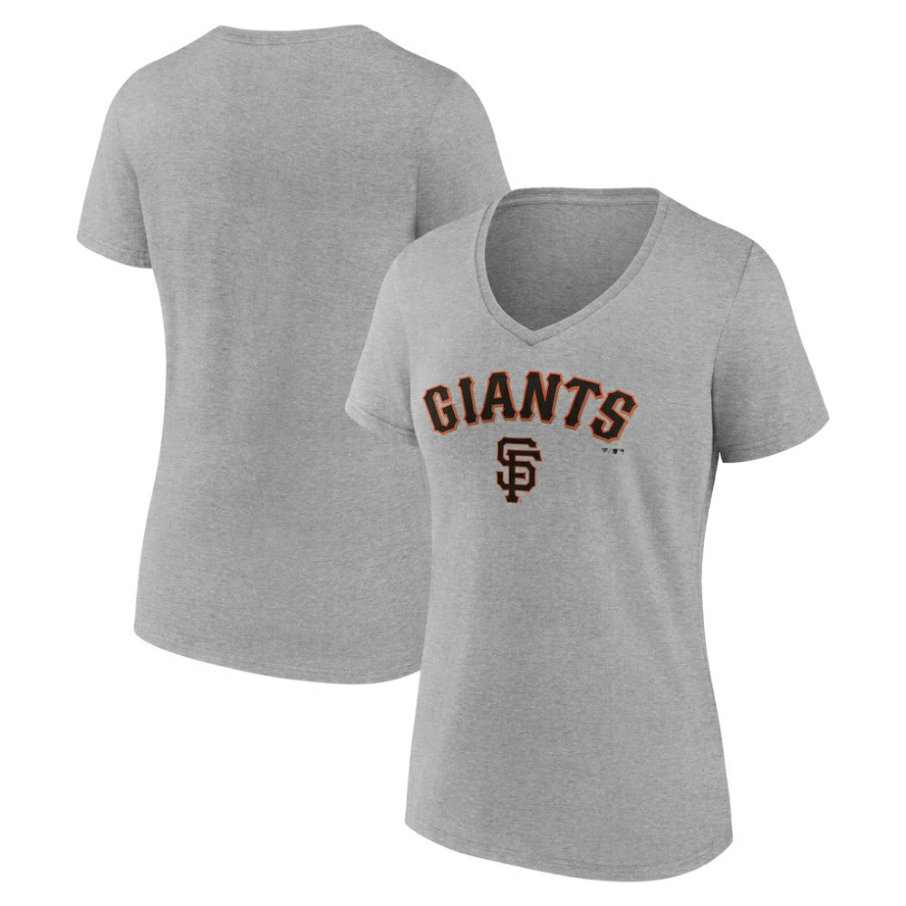 Gray San Francisco Giants Women's Team Lockup V-Neck T-Shirt