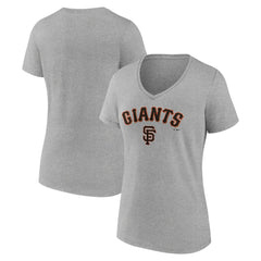 Gray San Francisco Giants Women's Team Lockup V-Neck T-Shirt
