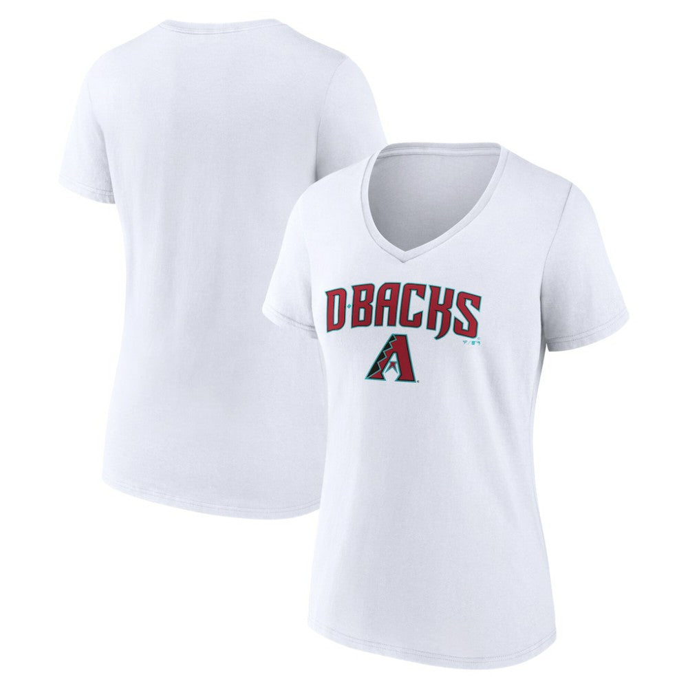 White Arizona Diamondbacks Women's Team Lockup V-Neck T-Shirt