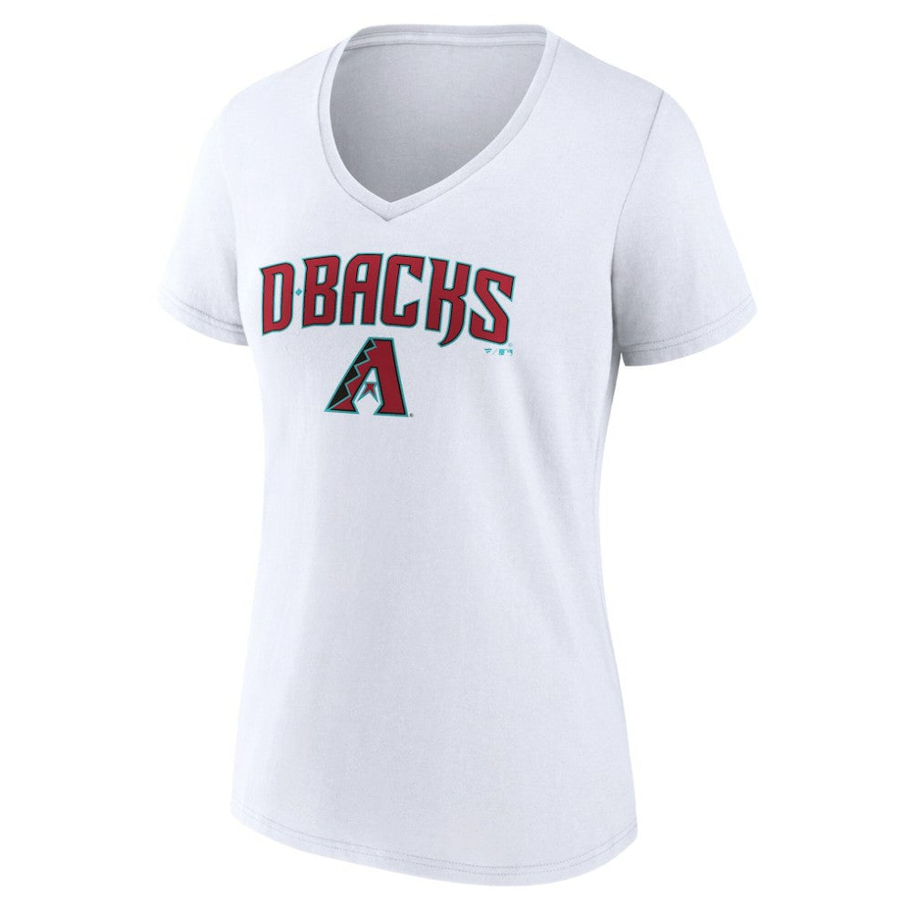 White Arizona Diamondbacks Women's Team Lockup V-Neck T-Shirt
