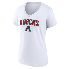 White Arizona Diamondbacks Women's Team Lockup V-Neck T-Shirt