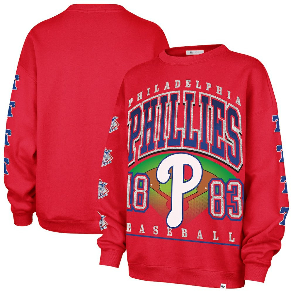 Red Philadelphia Phillies '47 Women's Trendy Team Go Big Oversized Sweatshirt