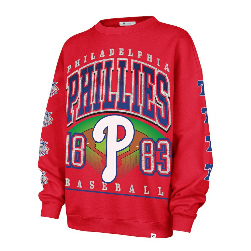 Red Philadelphia Phillies '47 Women's Trendy Team Go Big Oversized Sweatshirt