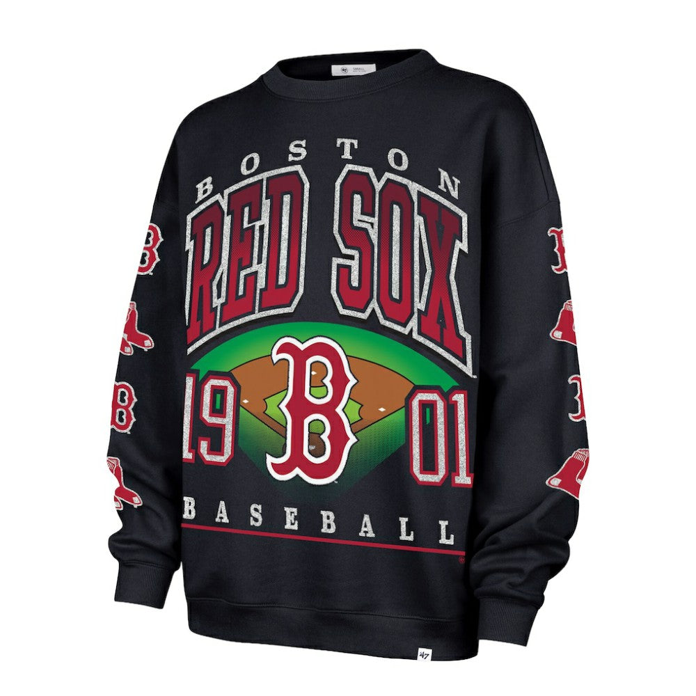 Black Boston Red Sox '47 Women's Trendy Team Go Big Oversized Sweatshirt