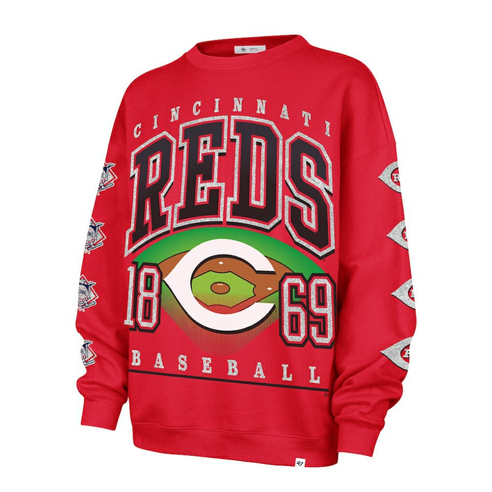 Red Cincinnati Reds '47 Women's Trendy Team Go Big Oversized Sweatshirt