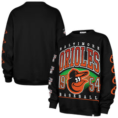 Black Baltimore Orioles '47 Women's Trendy Team Go Big Oversized Sweatshirt