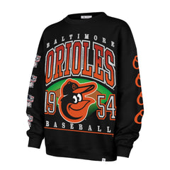 Black Baltimore Orioles '47 Women's Trendy Team Go Big Oversized Sweatshirt