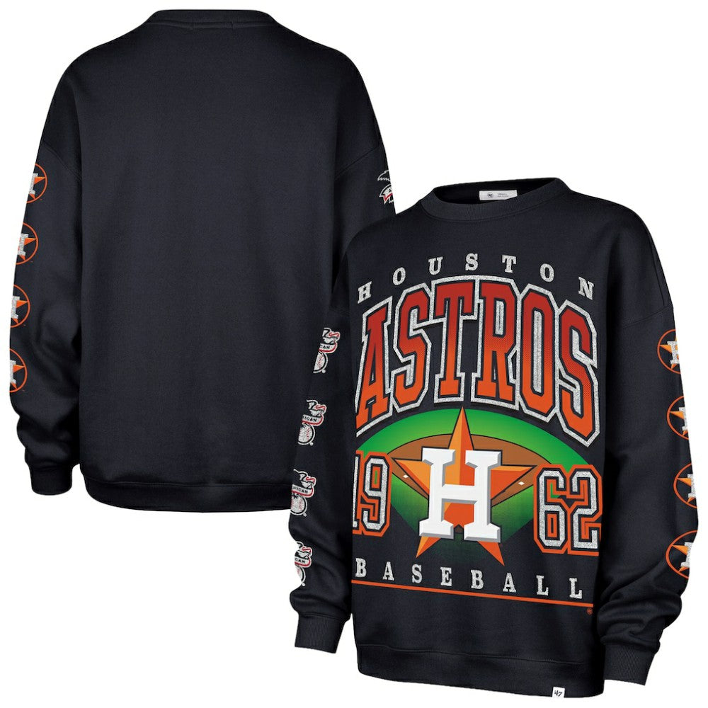 Navy Houston Astros '47 Women's Trendy Team Go Big Oversized Sweatshirt