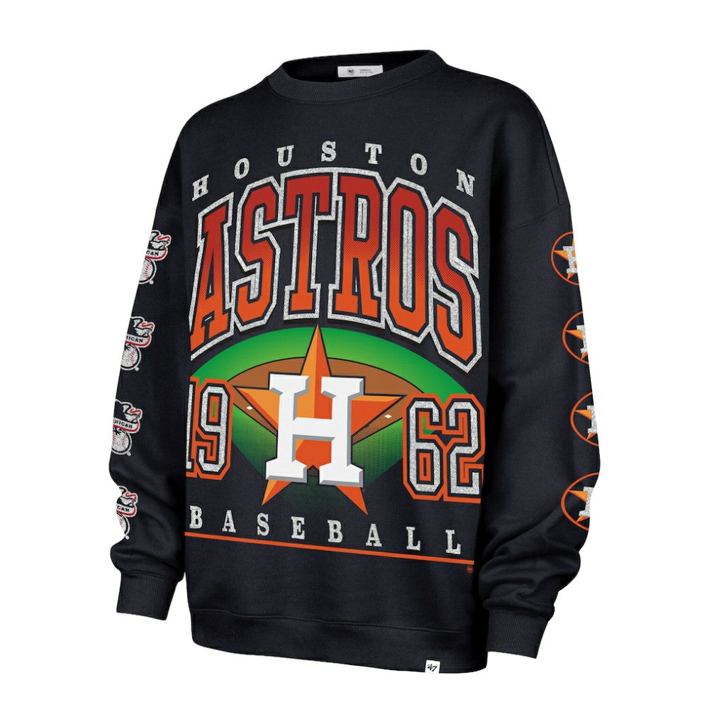 Navy Houston Astros '47 Women's Trendy Team Go Big Oversized Sweatshirt