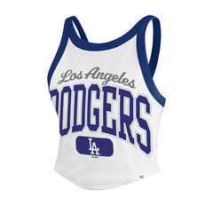 White Los Angeles Dodgers '47 Women's Trendy Team Rally Sporty Cropped Racerback Tank Top