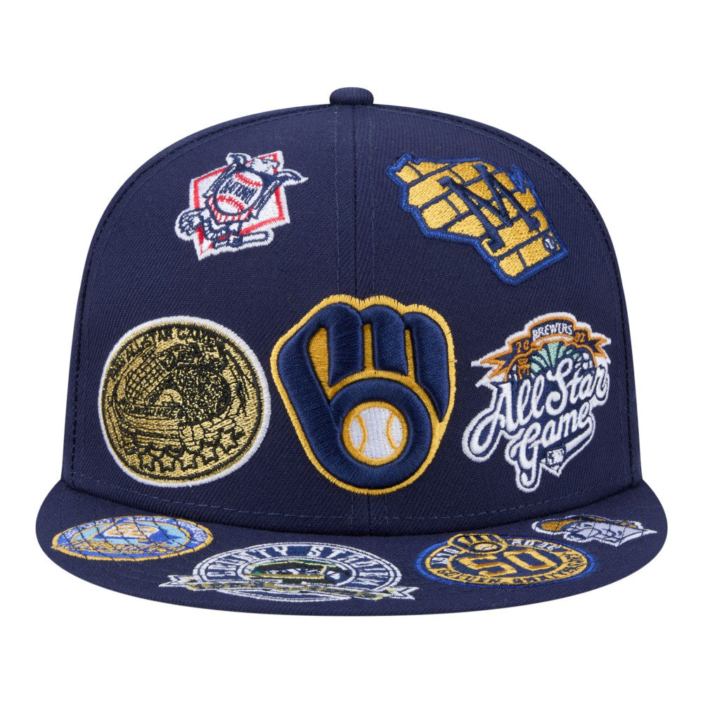 Navy Milwaukee Brewers New Era All Over 59FIFTY Fitted Hat