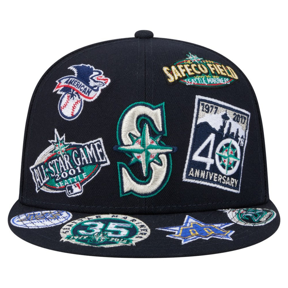 Navy Seattle Mariners New Era All Over 59FIFTY Fitted Hat