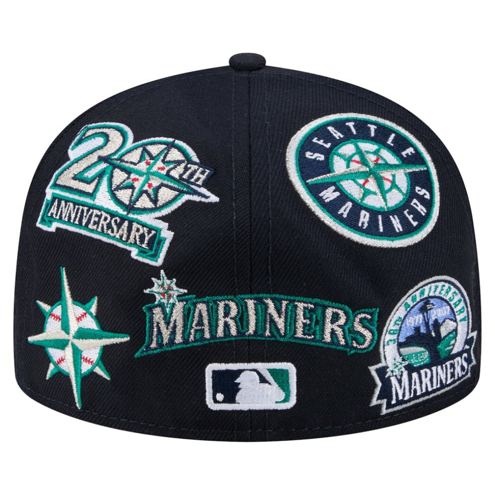 Navy Seattle Mariners New Era All Over 59FIFTY Fitted Hat