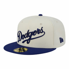 Cream Los Angeles Dodgers New Era Two-Tone Stitch 59FIFTY Fitted Hat