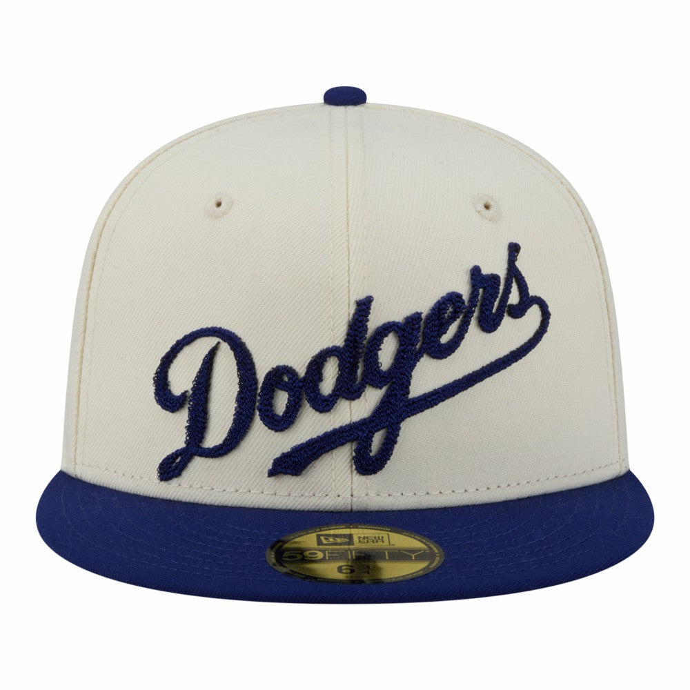 Cream Los Angeles Dodgers New Era Two-Tone Stitch 59FIFTY Fitted Hat