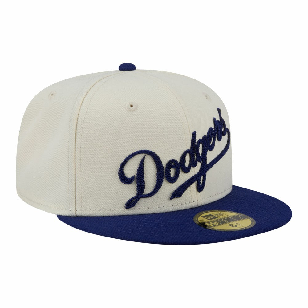 Cream Los Angeles Dodgers New Era Two-Tone Stitch 59FIFTY Fitted Hat