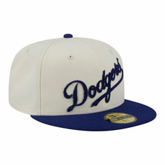 Cream Los Angeles Dodgers New Era Two-Tone Stitch 59FIFTY Fitted Hat