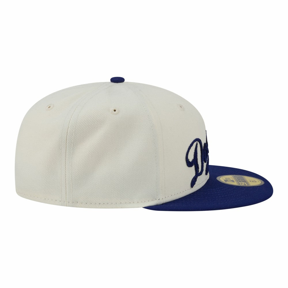 Cream Los Angeles Dodgers New Era Two-Tone Stitch 59FIFTY Fitted Hat