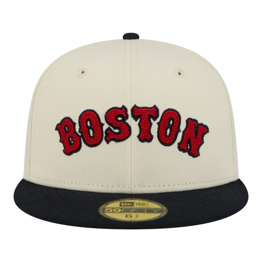 Cream Boston Red Sox New Era Two-Tone Stitch 59FIFTY Fitted Hat