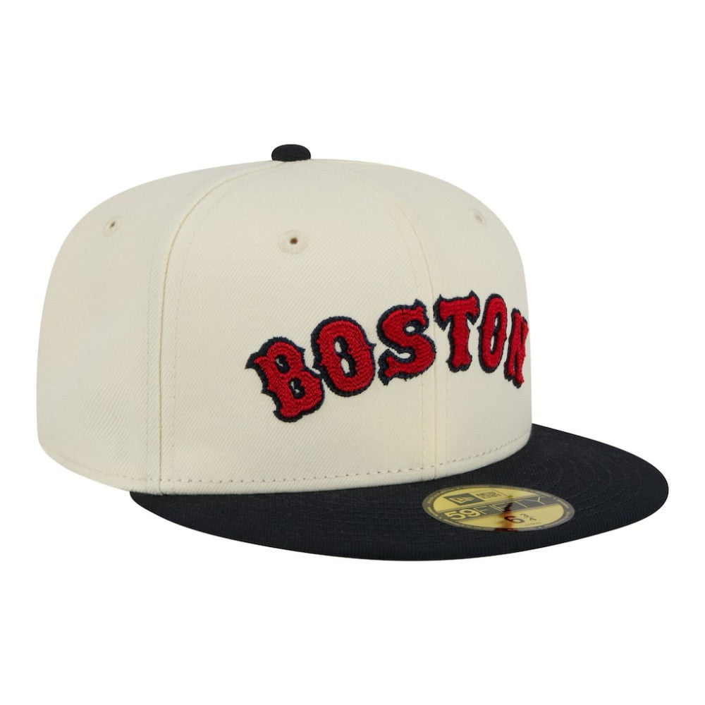 Cream Boston Red Sox New Era Two-Tone Stitch 59FIFTY Fitted Hat