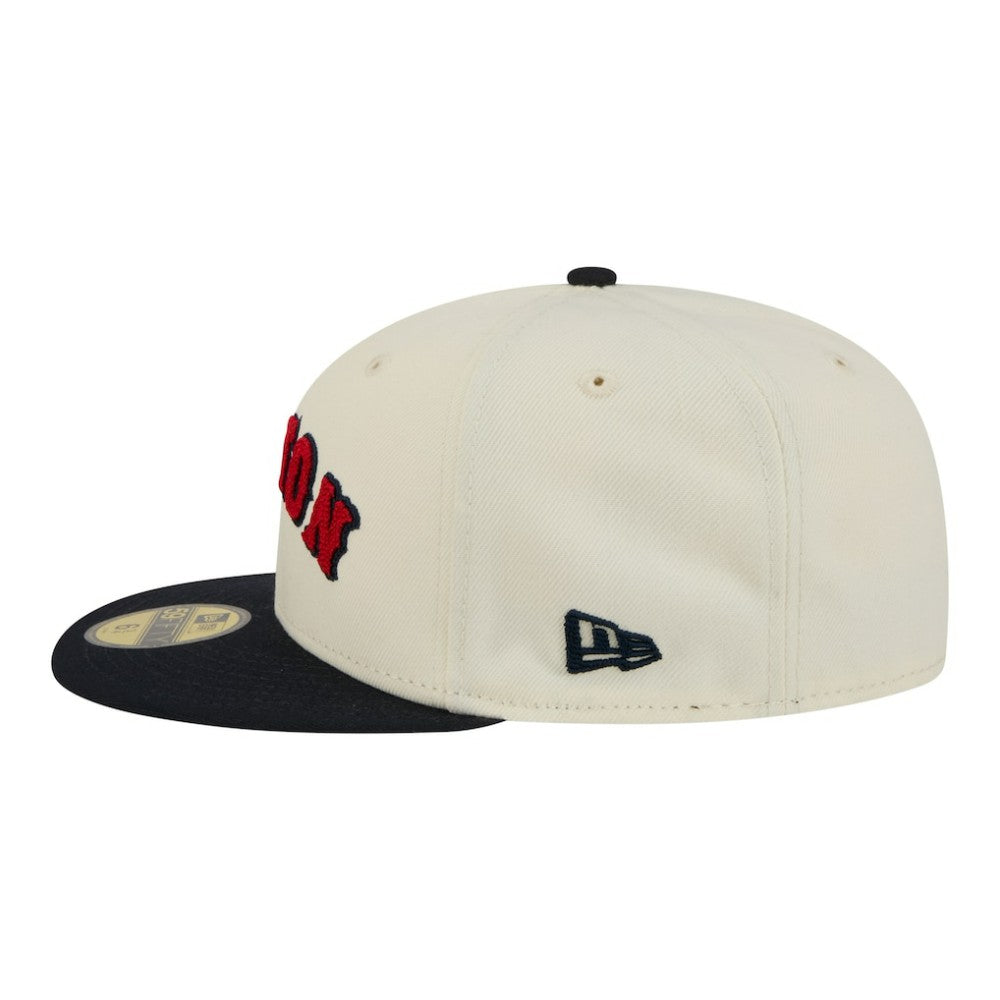 Cream Boston Red Sox New Era Two-Tone Stitch 59FIFTY Fitted Hat