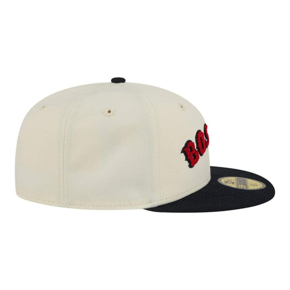 Cream Boston Red Sox New Era Two-Tone Stitch 59FIFTY Fitted Hat