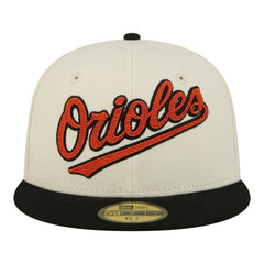Cream Baltimore Orioles New Era Two-Tone Stitch 59FIFTY Fitted Hat
