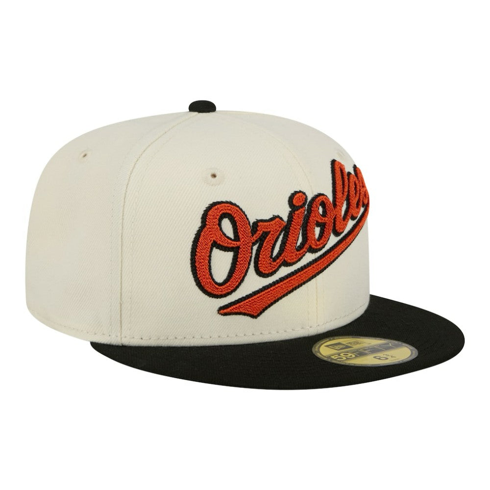 Cream Baltimore Orioles New Era Two-Tone Stitch 59FIFTY Fitted Hat