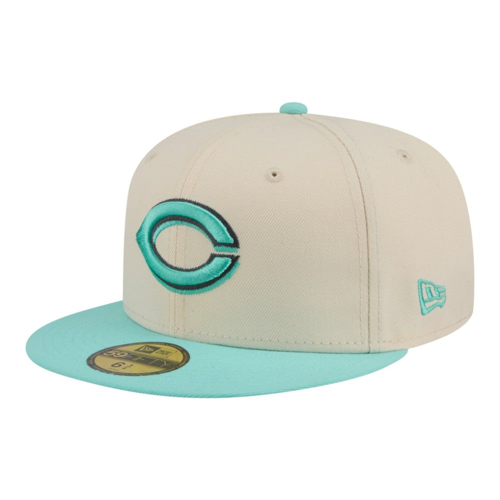 Light Beige/Turquoise Cincinnati Reds New Era Two-Tone Color Pack 59FIFTY Fitted Hat
